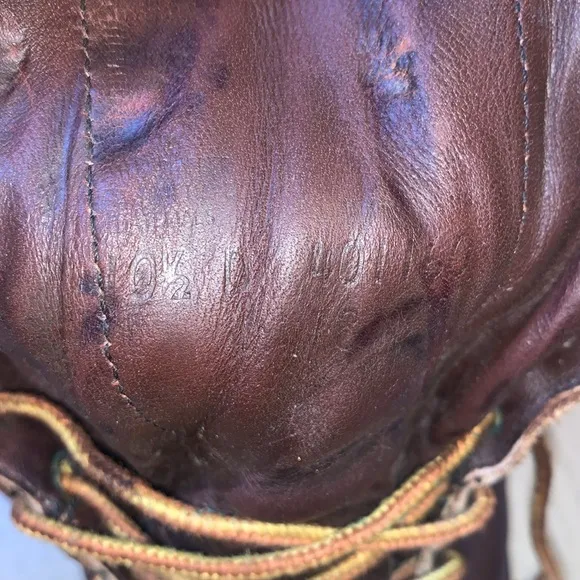 Vintage Red Wing Logger Boots, Vibram Sole Made in USA, Brown Leather, Size 10.5