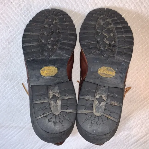 Vintage Red Wing Logger Boots, Vibram Sole Made in USA, Brown Leather, Size 10.5
