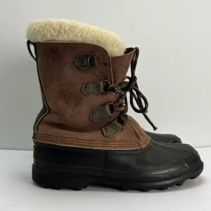 Vintage Sorel Bighorn Boots Made In Canada Brown Leather Winter Snow Mens 9