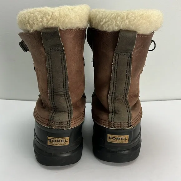 Vintage Sorel Bighorn Boots Made In Canada Brown Leather Winter Snow Mens 9