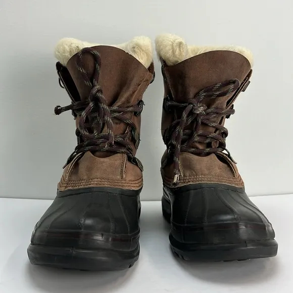 Vintage Sorel Bighorn Boots Made In Canada Brown Leather Winter Snow Mens 9