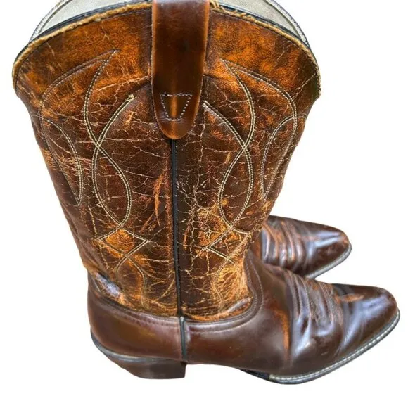 Vintage Texas Brand Cowboy Boots Mens US 10 Leather Style 1011 Western Brown