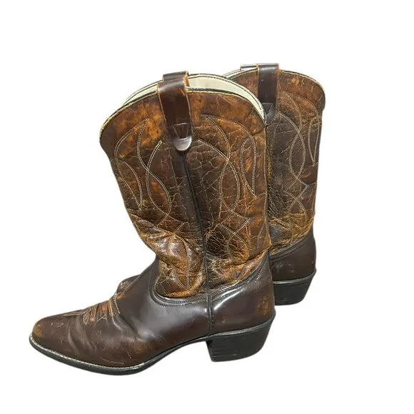 Vintage Texas Brand Cowboy Boots Mens US 10 Leather Style 1011 Western Brown