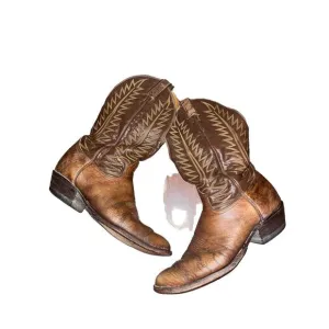 Vintage Tony Lama Leather Cowboy Boots Men's Size 9EE Brown Style 6991