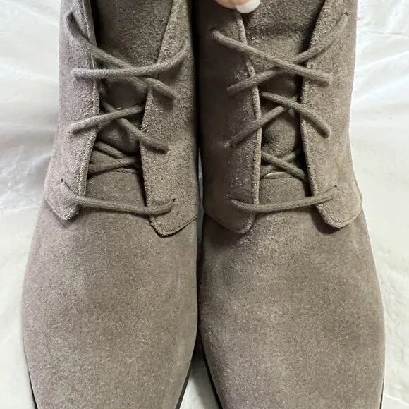 Vionic Boots~ Size 11 Gray Zenda Suede Lace Up Bootie Blocked Heel Ankle
