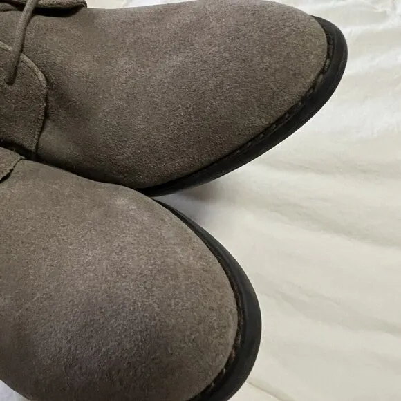 Vionic Boots~ Size 11 Gray Zenda Suede Lace Up Bootie Blocked Heel Ankle