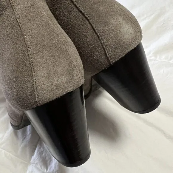 Vionic Boots~ Size 11 Gray Zenda Suede Lace Up Bootie Blocked Heel Ankle