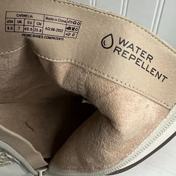 Vionic Carnelia Boots in Cream Color Size 9.5