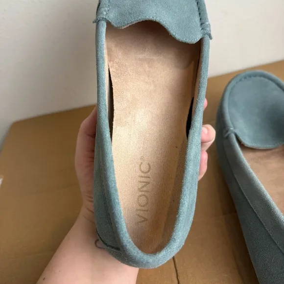 Vionic Debbie Arch Support Moccasin Loafer Shoes Blue Suede Womens 10
