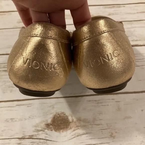 Vionic Debbie Metallic Leather Loafer Slip On Shoes-Rose Gold-9.5 W/M US