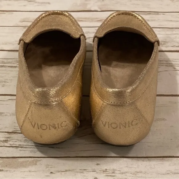 Vionic Debbie Metallic Leather Loafer Slip On Shoes-Rose Gold-9.5 W/M US