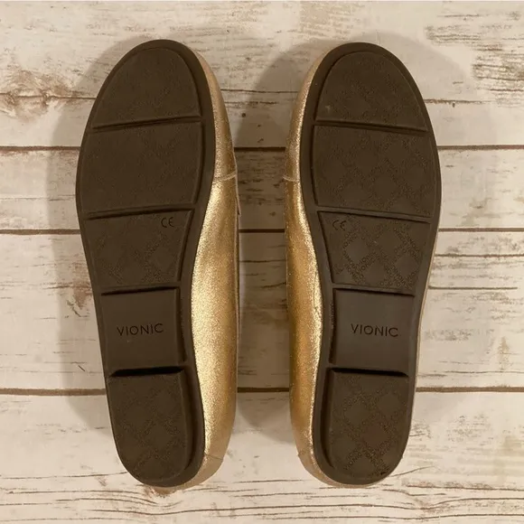 Vionic Debbie Metallic Leather Loafer Slip On Shoes-Rose Gold-9.5 W/M US