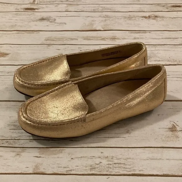Vionic Debbie Metallic Leather Loafer Slip On Shoes-Rose Gold-9.5 W/M US