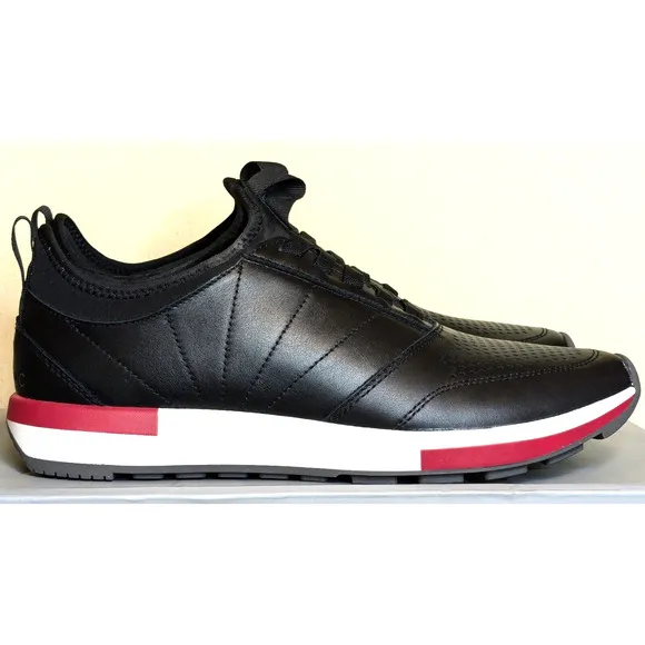 Vionic Shoes Mens 8 Black Trent Orthotic Leather Sneakers Lightweight Comfort