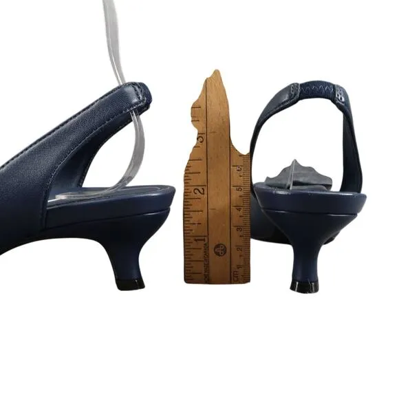 Vionic Shoes Women 5 Pump Kitten Heel Slingback Fashion Career Navy Leather Ziva