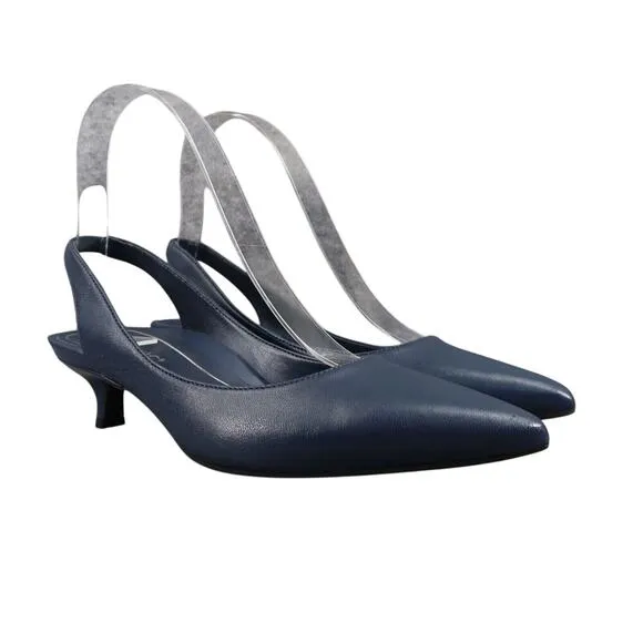 Vionic Shoes Women 5 Pump Kitten Heel Slingback Fashion Career Navy Leather Ziva
