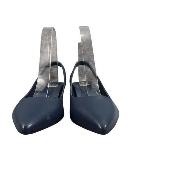 Vionic Shoes Women 5 Pump Kitten Heel Slingback Fashion Career Navy Leather Ziva
