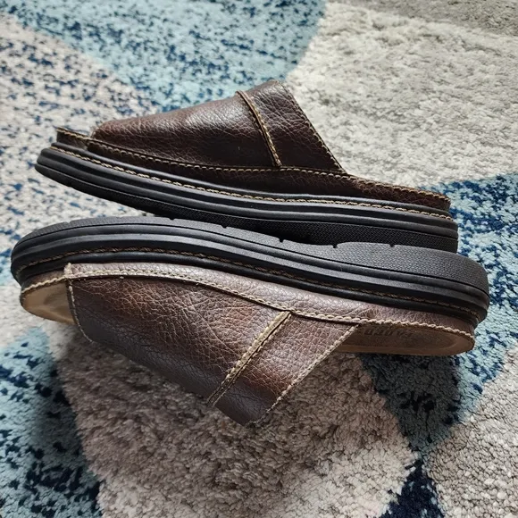 Vtg 90s Y2K Faded Glory Sz 10 Chunky Sandals Brown Wedge Platform Slides Shoes