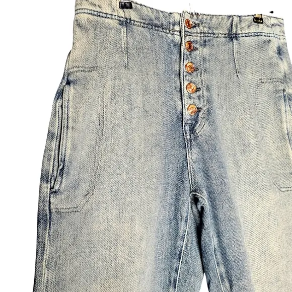 We The Free Osaka Jeans Button Fly Barrel Leg Casual Moto Relax Effortless S 25