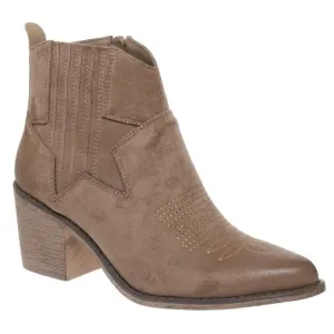 Western  Faux Suede Taupe Star Ankle Boots size 10