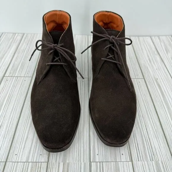Wolf &amp; Shepherd chocolate brown suede leather striker chukka lace up boots 8.5