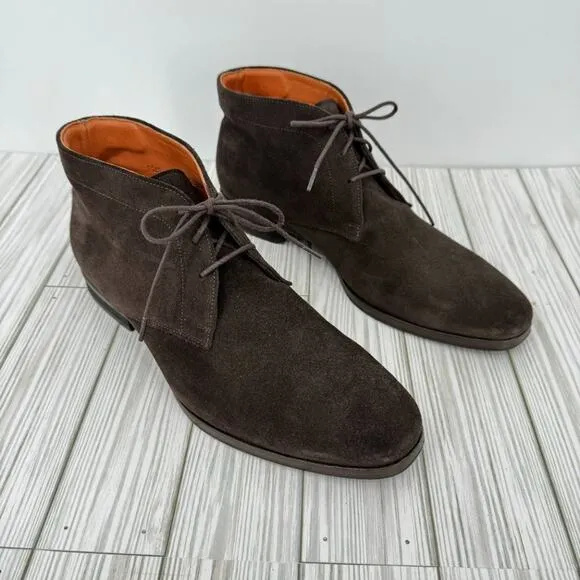 Wolf &amp; Shepherd chocolate brown suede leather striker chukka lace up boots 8.5