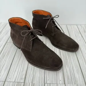 Wolf &amp; Shepherd chocolate brown suede leather striker chukka lace up boots 8.5