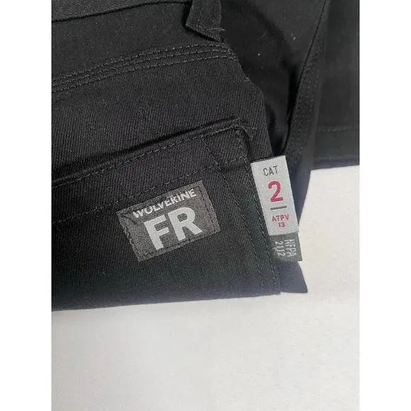 Wolverine FR Flame Resistant Pants Mens 30x34 Black Stretch Traditional Fit