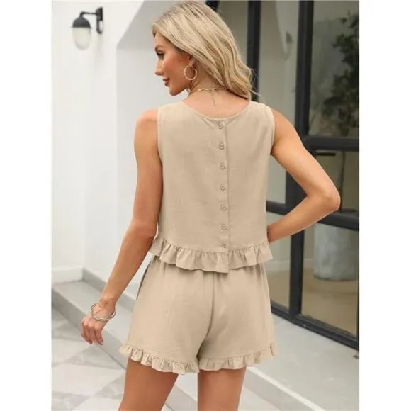 Womens 2 Piece Outfits Summer Sets Khaki