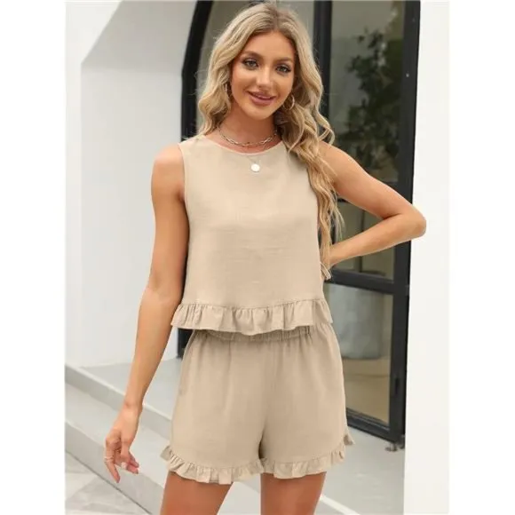 Womens 2 Piece Outfits Summer Sets Khaki