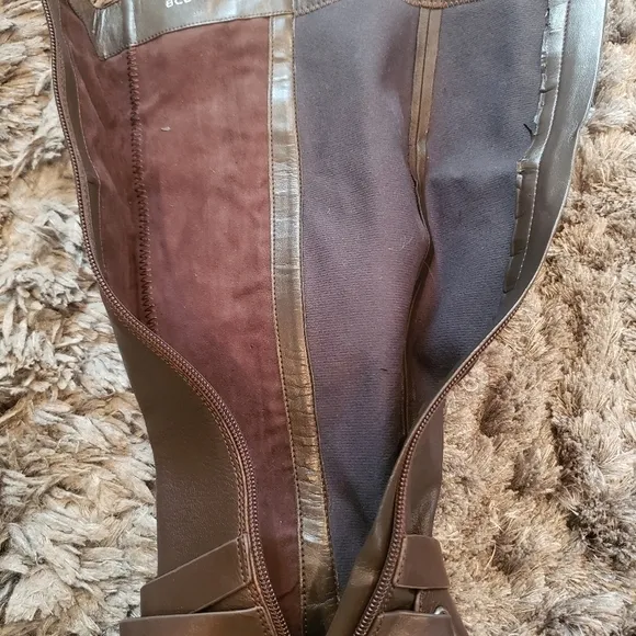 Women's BCBG Generation BG-KAI Brown Leather Zip Knee High Boots Size 7.5