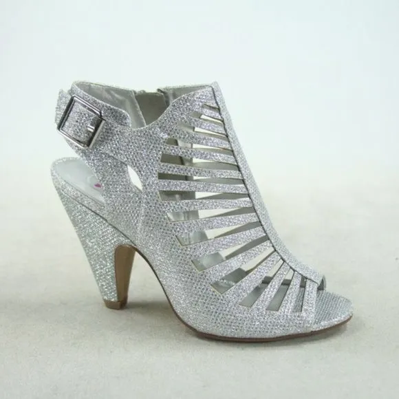 Women's  Fashion Strappy Caged Kitten Chunky Heel Sandal Shoes