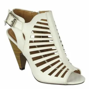 Women's  Fashion Strappy Caged Kitten Chunky Heel Sandal Shoes