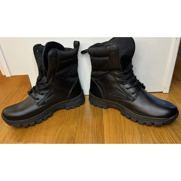 Women’s Faux Leather Lightweight Black Tactical Boots Size 43 US Size 12 NEW