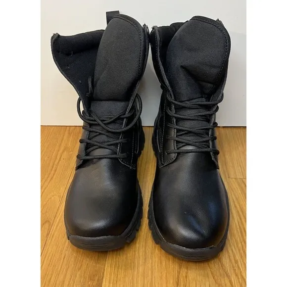 Women’s Faux Leather Lightweight Black Tactical Boots Size 43 US Size 12 NEW
