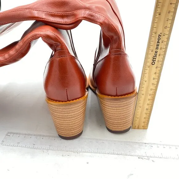 Women's  Knee High Boots Fashion Wedge Heel 3 Inch Boot for Women Orange