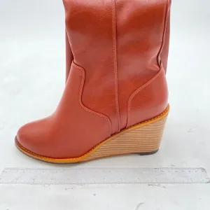 Women's  Knee High Boots Fashion Wedge Heel 3 Inch Boot for Women Orange
