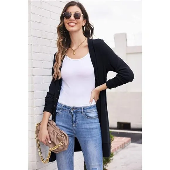 Women's Long Sleeve Cardigans Lightweight  Soft Knit  Sweater with Buttons