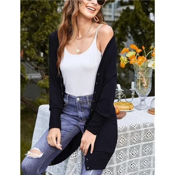 Women's Long Sleeve Cardigans Lightweight  Soft Knit  Sweater with Buttons