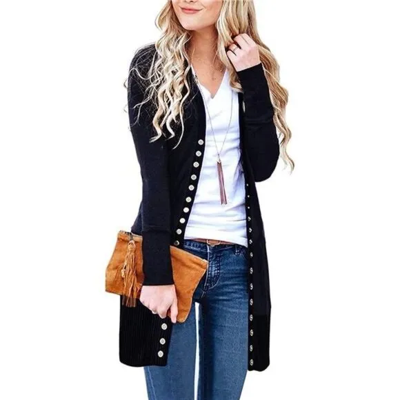 Women's Long Sleeve Cardigans Lightweight  Soft Knit  Sweater with Buttons