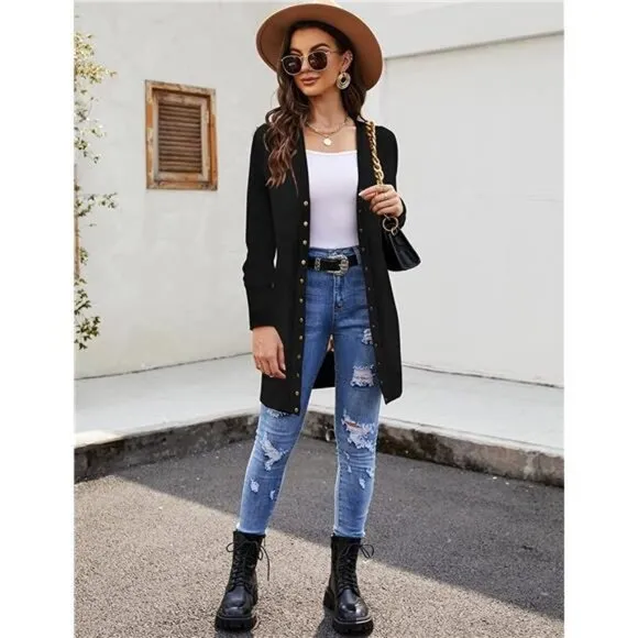 Women's Long Sleeve Cardigans Lightweight  Soft Knit  Sweater with Buttons