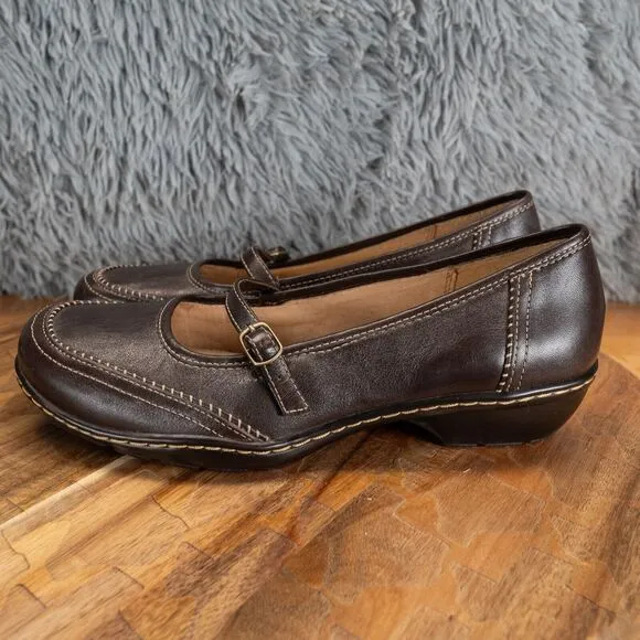 Women's New Softspots Mary Jane Brown Leather Casual Shoes size 9N