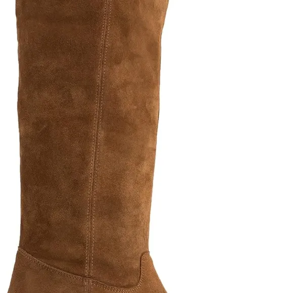 Women's Stacked Heel Brown Slouchy Knee High Western Boots Wide Calf  Size 11