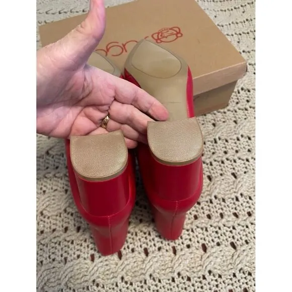 Womens Sugar Red Smooth Wide Width Ankle Boots Size 9W With 2-Inch Block Heel
