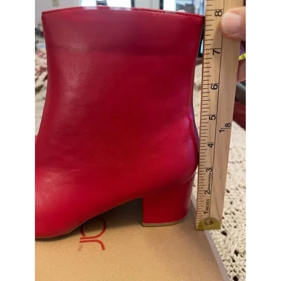 Womens Sugar Red Smooth Wide Width Ankle Boots Size 9W With 2-Inch Block Heel