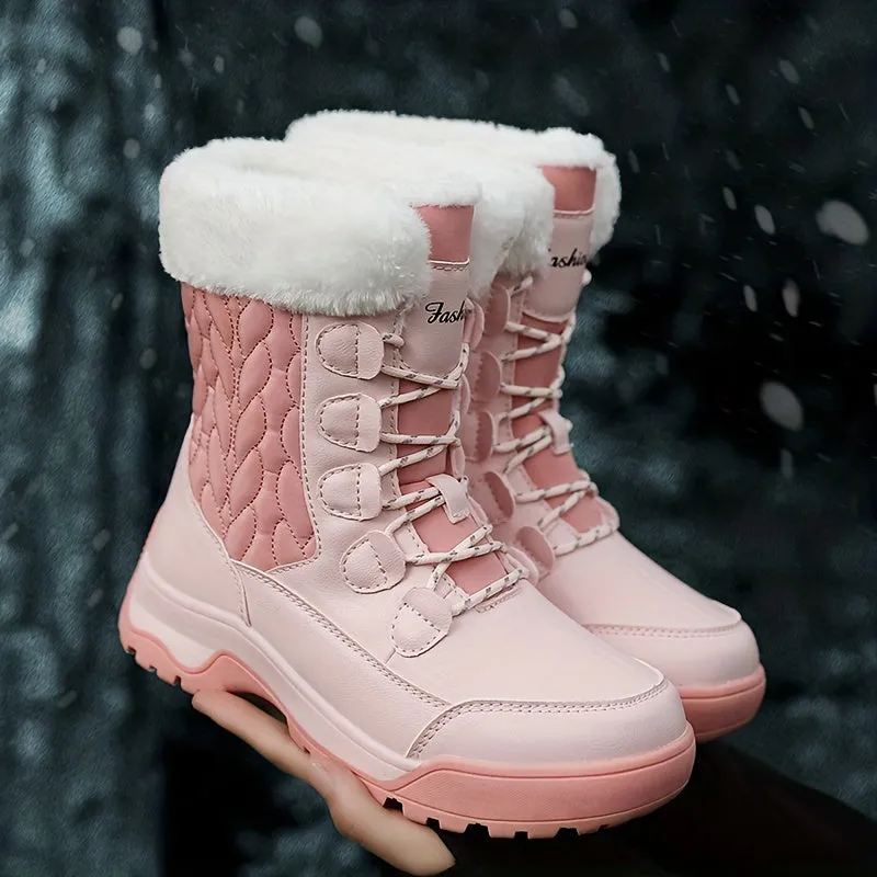Womens Thermal LaceUp Snow Boots Fleece Lined WaterResistant
