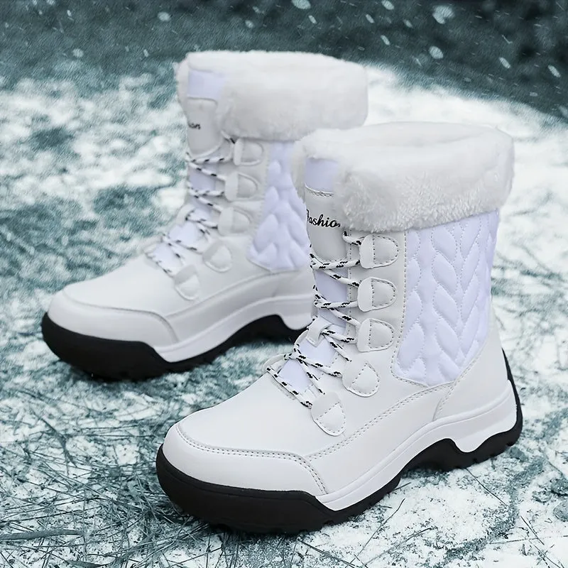 Womens Thermal LaceUp Snow Boots Fleece Lined WaterResistant