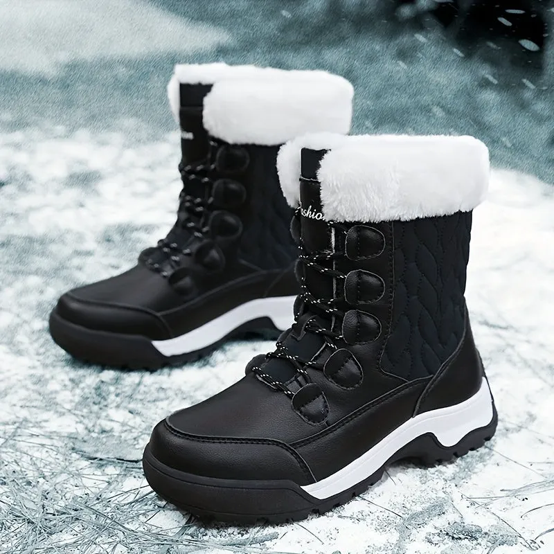 Womens Thermal LaceUp Snow Boots Fleece Lined WaterResistant