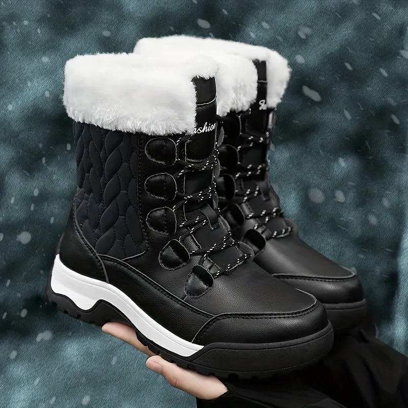 Womens Thermal LaceUp Snow Boots Fleece Lined WaterResistant