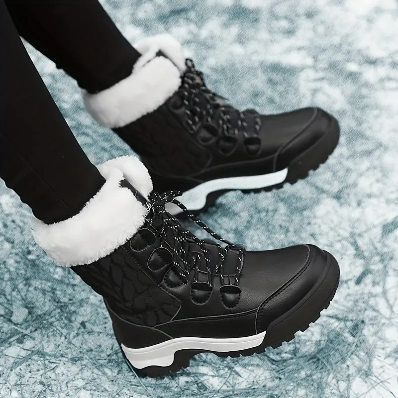 Womens Thermal LaceUp Snow Boots Fleece Lined WaterResistant